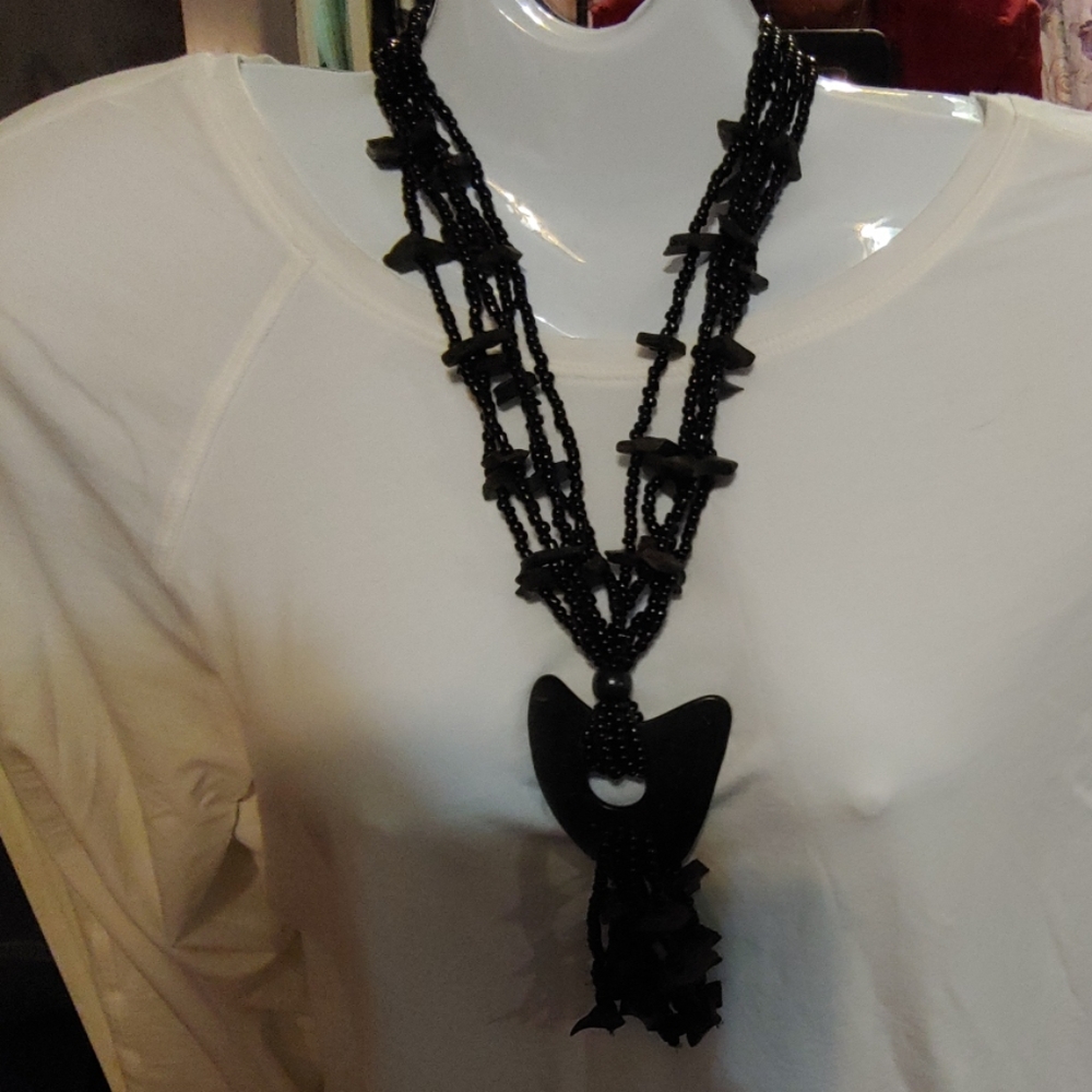 Stunning Black Beaded Necklace